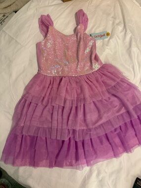 Cat & Jack NEW Size 14 Purple-Pink  Sequin Ruffled Tulle Party Dress Twirling
